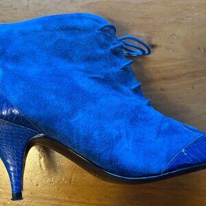 Candie's Womens Lace Up High Heeled Booties Blue Size 8